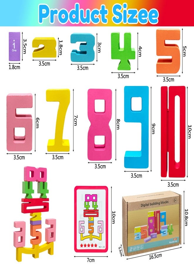 XPQKDC Wooden Number Building Blocks - 20Pcs Stacking for 3+ Years Old Kids, Digital Building Blocks, 1-10 Digital Blocks Toys, Balance Competition Toy, Educational Gift for Boys and Girls - Image 2
